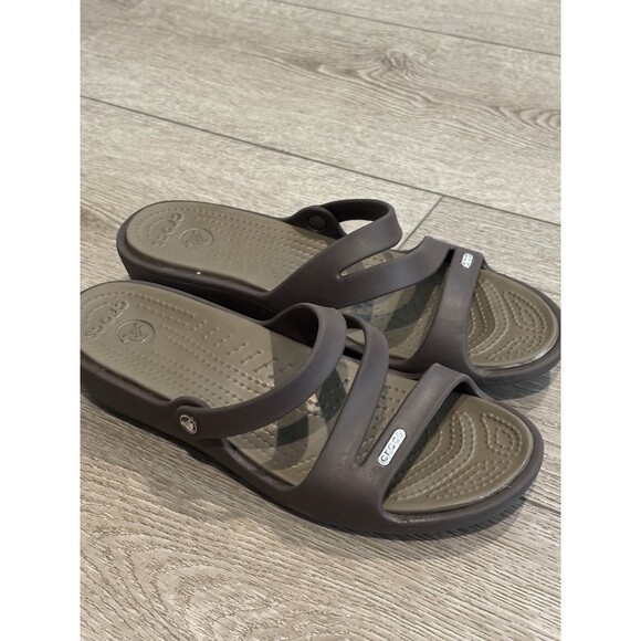 Crocs Shoes - Crocs Patricia Women's Wedge Heel Sandals Brown Shoes Size W10 Slide Slip In